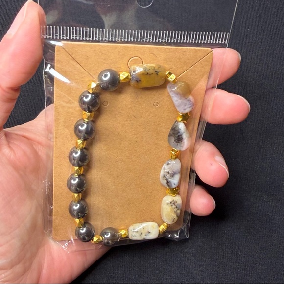 Dendritic Opal and Hematite bracelet handmade stretchy stars - Picture 7 of 8
